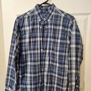 American Eagle Medium Untucked Blue/White Button Down Shirt